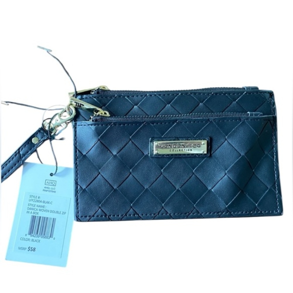 New In Box London Fog Black Quilted Wristlet